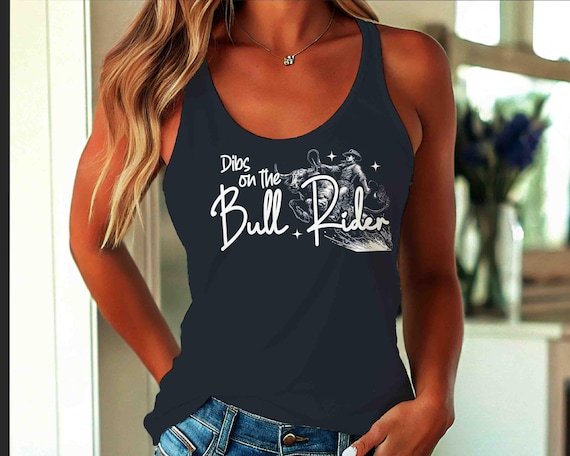 Women's Dibs On The Bull Rider Tank Top Racer Back Western Rodeo Racerback Funny Cute Horse Cowgirl Western Tank Wife Gift Girlfriend Ladies