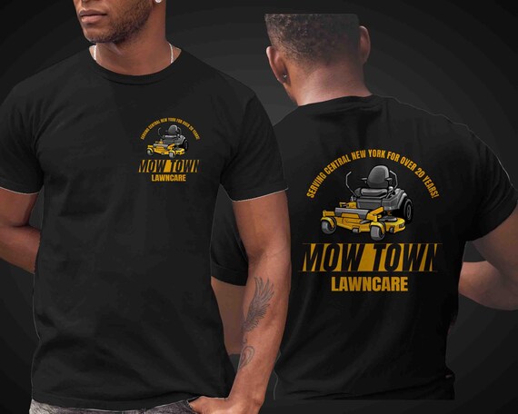 Men's Custom Lawncare TShirt Personalized Lawn Mowing Shirt Mower Tee Landscaper TShirt T-Shirt Mows Lawns Company Name Business Shirts