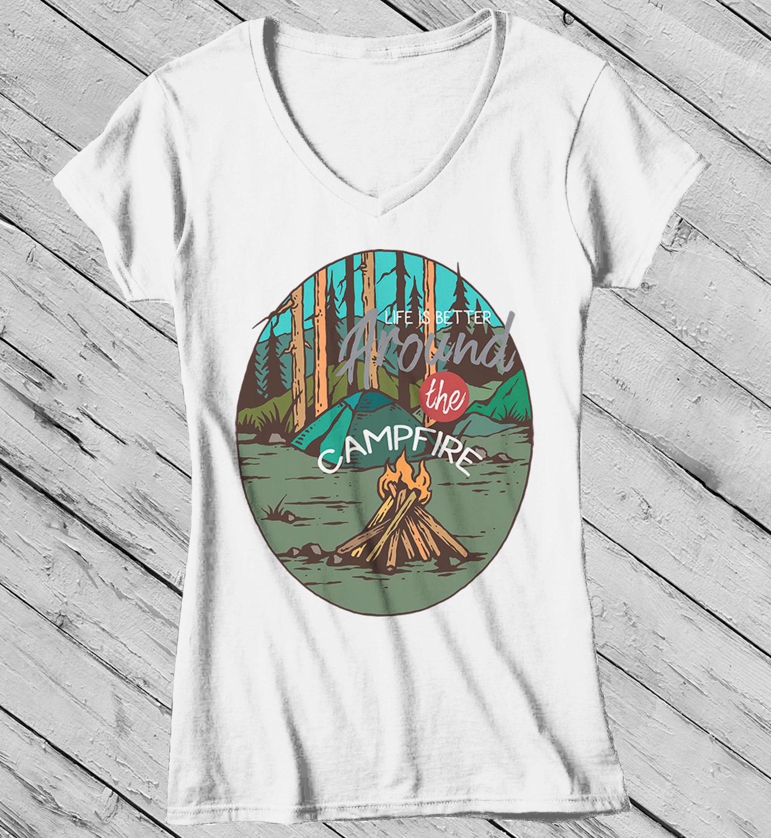 Women's Camping Shirt Life Better Around Campfire Shirts Etsy