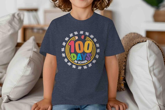 Kids Cute 100 Days Of School Shirt Pencil Tally Mark T Shirt Gift Idea TShirt For Girl's 100 Days Gift Youth Children Unisex For Girl's Tee