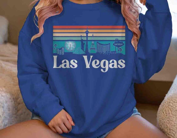 Men's Las Vegas Sweatshirt Nevada Skyline Sign Pullover Crewneck Paris Casino City Gift Travel Tour Gift Tourist Unisex Graphic Sky City