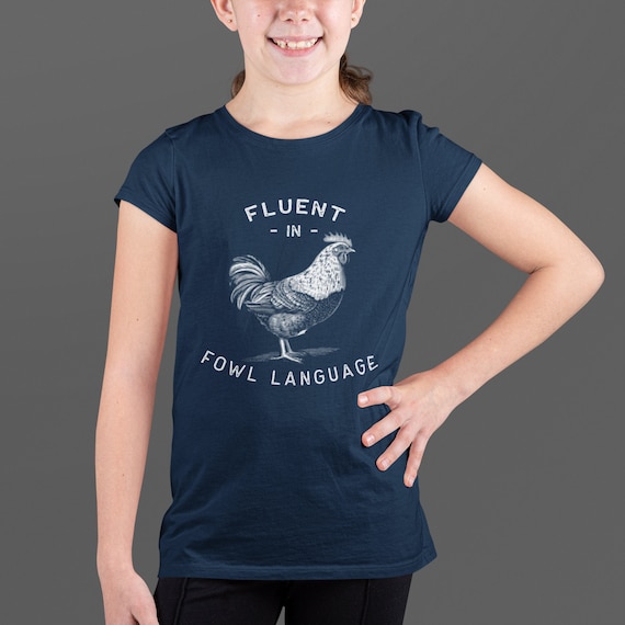 Kids Funny Vintage Farm T-Shirt Fowl Language Shirt Saying Pun Farmer Gift Idea Chicken Rooster Farming Agriculture Tee Unisex Child Toddler