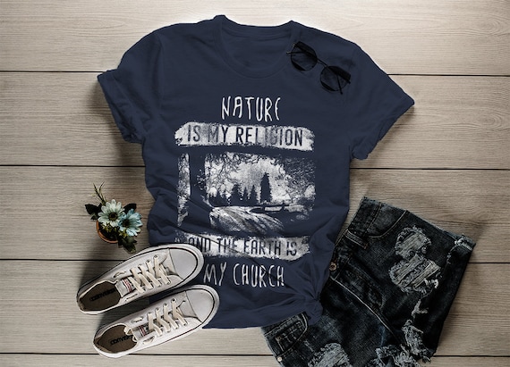 Women's Hipster Shirt Nature Is My Religion and Earth My Church T-Shirt Wicken Witch Wicca Wiccan