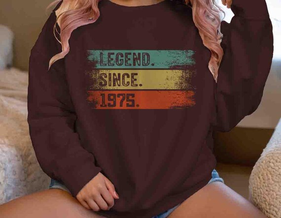Men's 1975 Legend Since Birthday Sweatshirt 50th Birthday Pullover Fifty Years Gift Grunge Bday Unisex Soft Crewneck 50 Bday Unisex Man