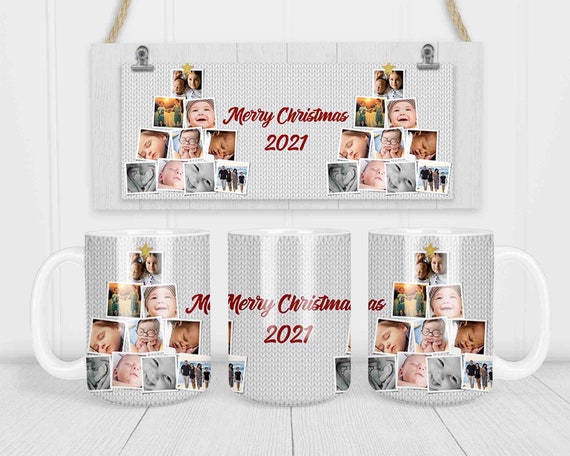 Personalized Coffee Mug Photo Mug Christmas Tree Gift Custom Cup Personalized Photo Gift For Grandpa or Grandma Dad Mom 15 oz. 20 oz.