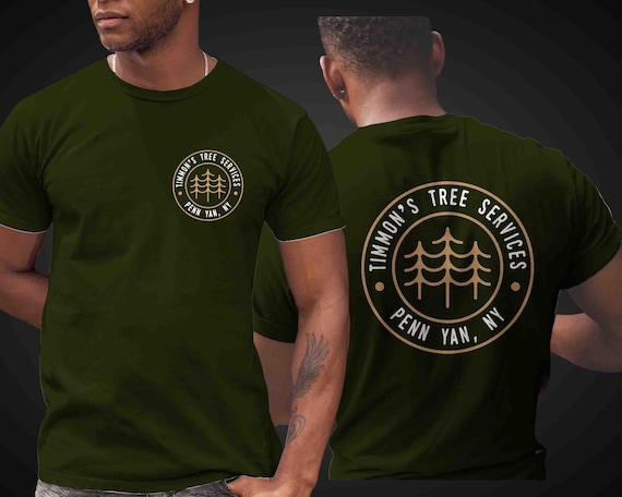 Men's Custom Tree Service TShirt Personalized Tree Felling Shirt Cuts Feller Tee Arborist TShirt T-Shirt Company Name Business Shirts