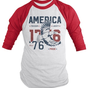 America T-Shirt Patriotic Vintage 1776 Eagle Pride Freedom Liberty 4th July Shirts Men's 3/4 Sleeve Raglan image 8