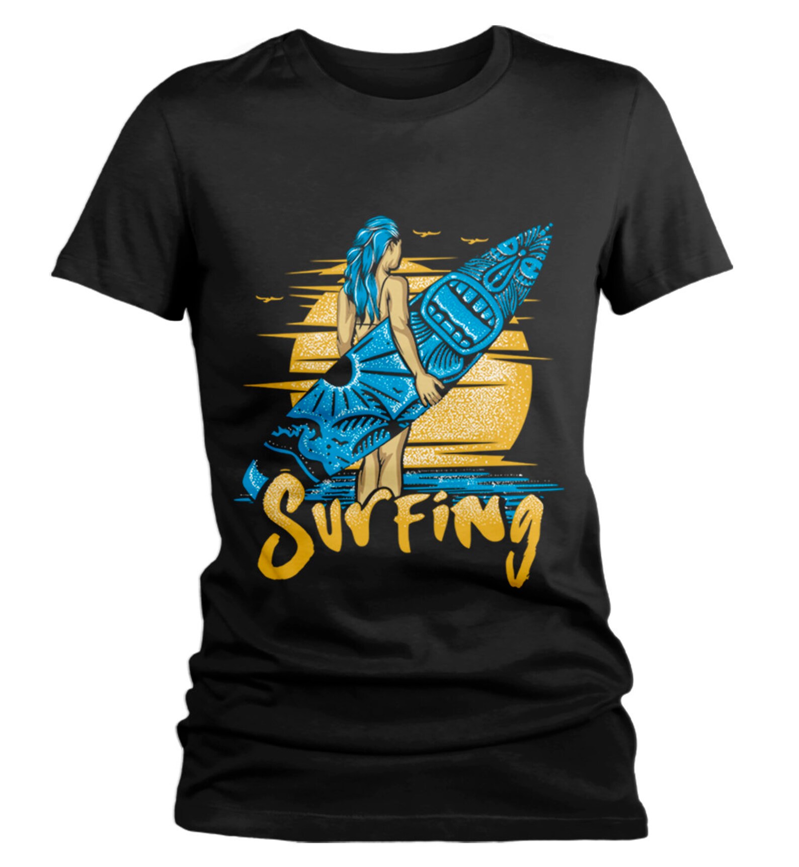 Women's Surfing T Shirt Surf Graphic Tee Vacation Beach Etsy