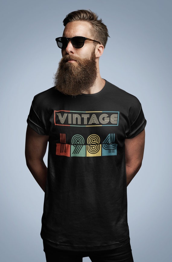 Men's Vintage 1984 Birthday T Shirt 40th Birthday Shirt Forty Years Gift Vintage Squares Line Art 40 Bday Gift Unisex Man Gift Idea