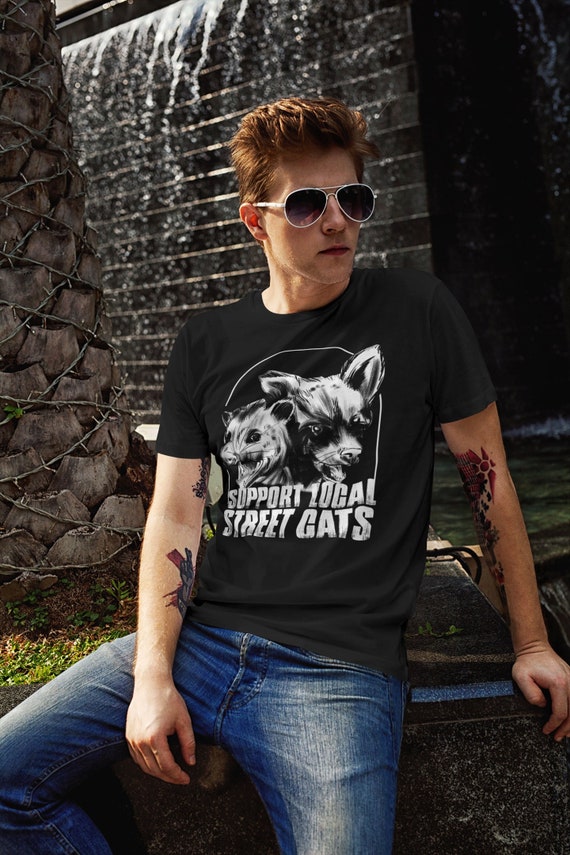 Men's Funny Opossum Shirt Support Local Street Cats T Shirt Marsupial Tee Racoon Posum Possum Grunge Goth Humor Graphic Tshirt Unisex Man