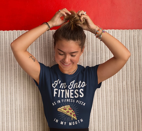 Women's Funny Pizza T Shirt Pizza Shirts Into Fitness Pizza In Mouth Workout Tee Foodie TShirt Pizza Shirts