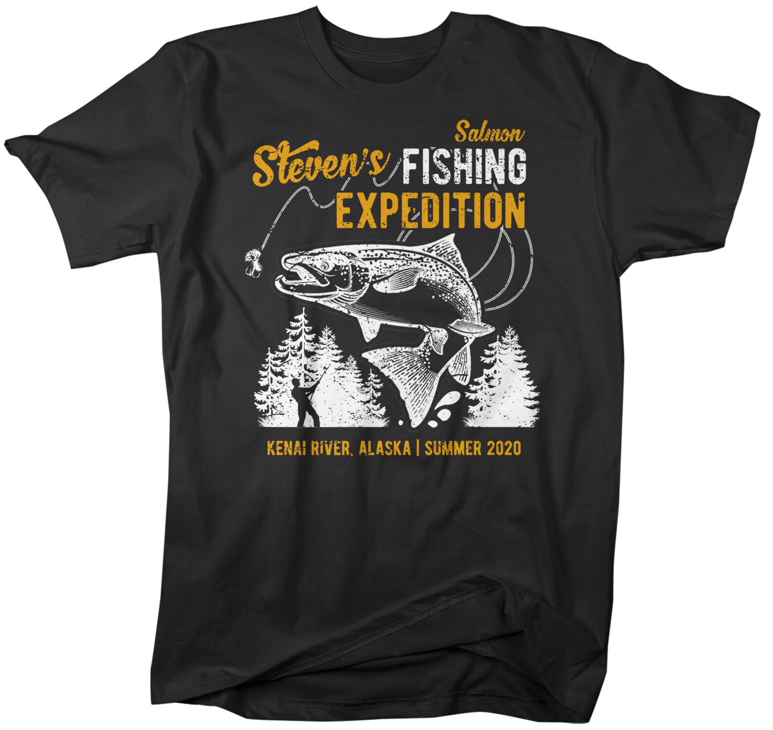 Men's Personalized Salmon Fishing T-shirt Fisherman Trip - Etsy