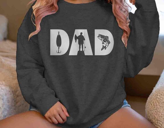 Men's Fishing Dad Sweatshirt Father's Day Gift Crewneck Pullover Fisherman Hook Gift Fish Lure Dad Sport Catch Bass Gift For Him Fisherman