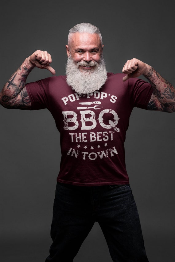 Men's BBQ Shirt Pop-Pop's BBQ T Shirt Best In Town Grill Cook Father's Day Chef Barbeque Meat Smoker Gift For Him Unisex Man