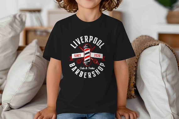 Kids Custom Barbershop Shirt Personalized Barber Company Hair Pole Cut Shave Fades Vintage T Shirts Logo Business TShirt Unisex Boys Girls