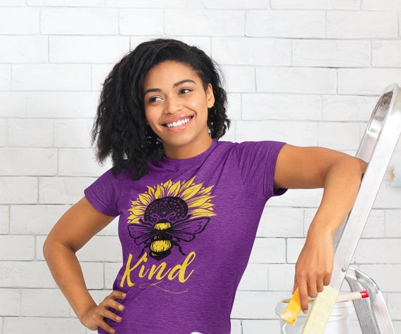 Women's Bee Kind T Shirt Kindness Shirts Be Kind Shirt Bee Shirts Sunflower Shirts Flower T Shirt Vintage Shirt