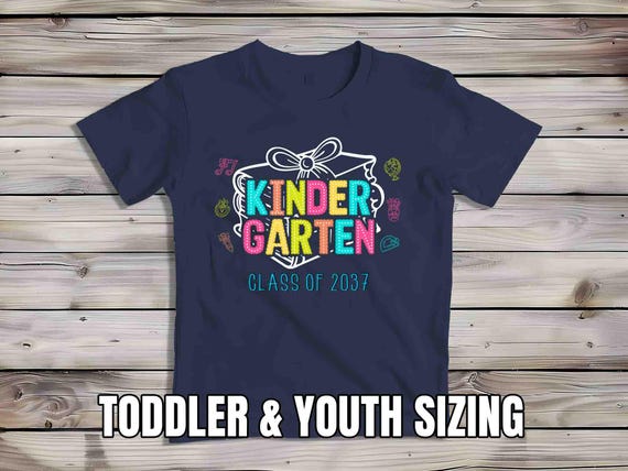 Kids Cute Kindergarten Shirt Back To School TShirt Class of 2037 Cute Icons T-Shirt Kindergarten T Shirt Boho Children's School Gift Girl's