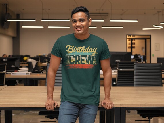 Men's Vintage Birthday Crew T Shirt Birthday Squad Shirt Fifty Party Gift Grunge Bday Gift Men's Unisex Soft Matching Tee Bday Unisex Man