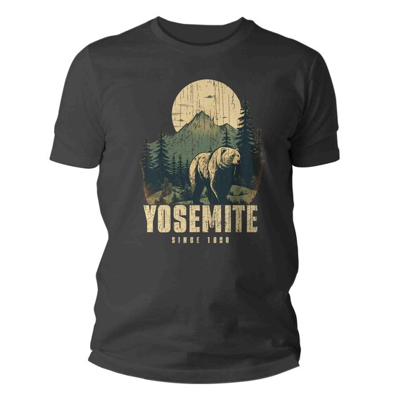 Men's Yosemite Shirt National Park Shirt Bear Vacation Hiker T Shirt Gift Idea Him Travel Tour Tourist Unisex Graphic Tee Grunge 1890