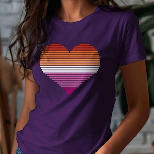 Men&#39;s Lesbian Shirt Heart Gay Shirt LGBTQ Rainbow T-Shirt Gift Idea Pride LGBT Sunset T Shirt Lesbian Flag TShirt Unisex Tee Gift Support