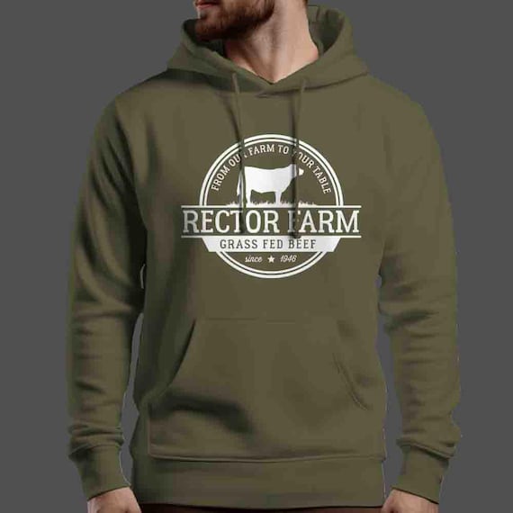 Men's Personalized Farm Cattle Hoodie Custom Beef Meats Pullover Sweatshirt Minimalist Logo Homestead Farming TShirt Unisex Mans Gift Idea