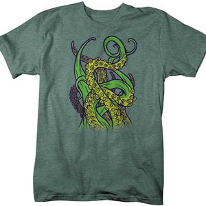 Men's Octopus T Shirt Tentacles Shirt Grunge Tee Aquatic Kraken Hipster Shirt Octopuses Gift Idea Man Unisex Man's zdjęcie 4
