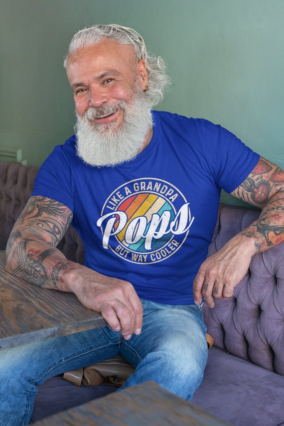 Men's Funny Pops T Shirt Like A Grandpa Tee Shirts Way Cooler Father's Day Tee Vintage Graphic Unisex Man Gift Idea Tshirt