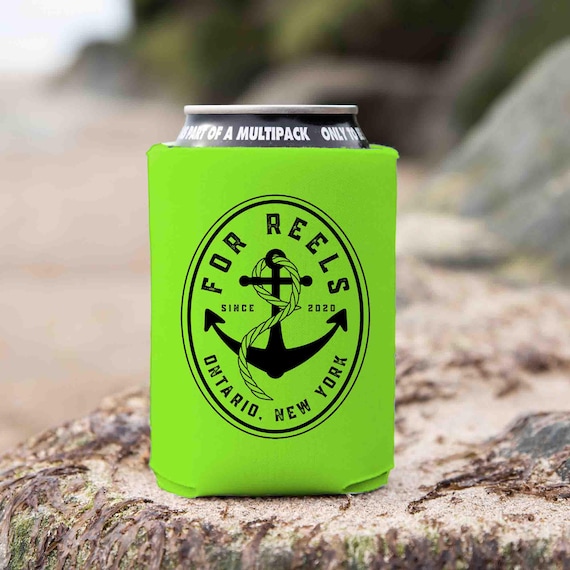 Personalized Vintage Boater Cozie Custom Anchor Boating Captain Gift Anchor Logo Nautical Boat Gift Foam Can Cooler Soda Beer Foam Bottle