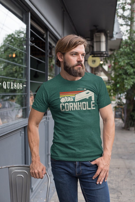 Men's Cornhole T Shirt Cornhole Board Shirt Corn Hole Toss Game Vintage Gift For Him Unisex Man TShirt Soft Graphic Tee