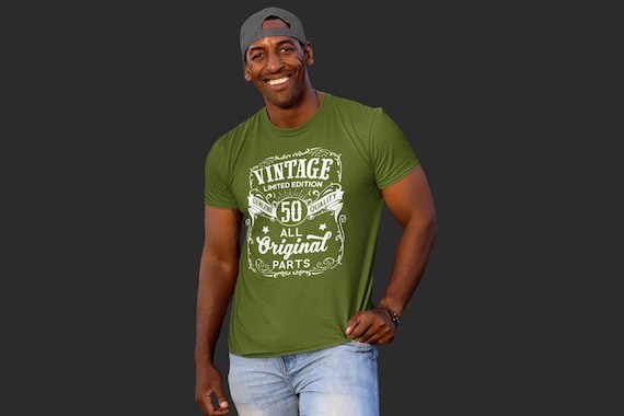 Men's Vintage 50th Birthday Shirt Whiskey Label Fifty Shirt Gift Idea 50th Birthday Shirts Original Parts Tee Vintage Shirt Man Unisex