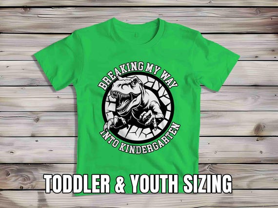 Kids Kindergarten Shirt Dinosaur TShirt T-Rex Breaking Into T-Shirt TRex Dino Kindergartener Gift T Shirt Cute Girl's Boy's Children's Youth