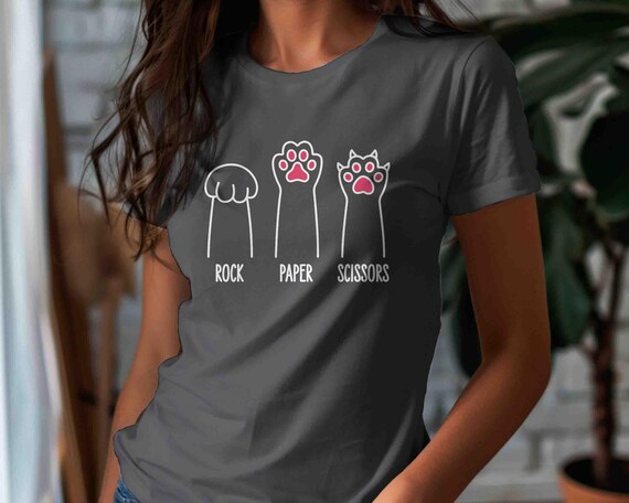 Funny Rock Paper Scissors Cat Paw Shirt: Cat Lover Gift Tee