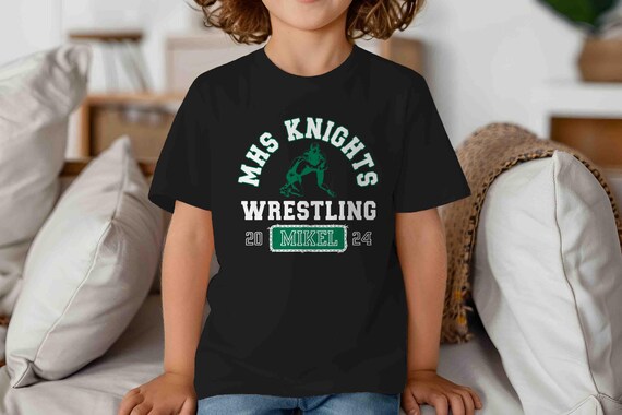 Kids Personalized Wrestling Shirts Custom Wrestler Boys Athletic Logo Team T-Shirt Personalized Team Vintage TShirt Youth Shirts Gift Idea