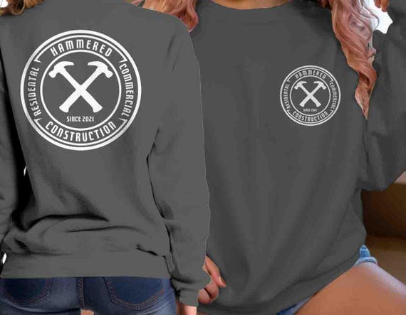Men's Custom Construction Sweatshirt Personalized Company Improvement Pullover Remodeling Hammer Contractor Crewneck Logo Business Unisex