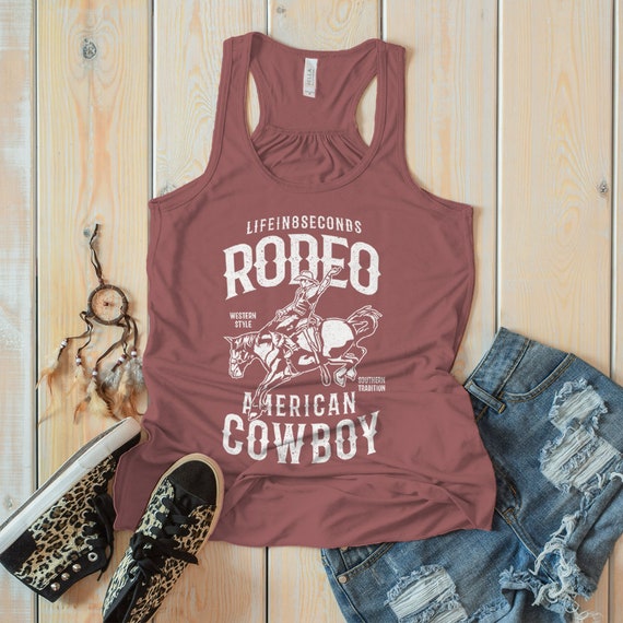 Women's Rodeo Tank American Cowboy Shirts Western Graphic | Etsy