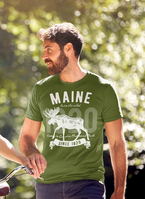 Men's Maine Shirt Moose Shirt Acadia National Park T Shirt State Pride Shirts Since 1820 Unisex Soft Graphic Tee