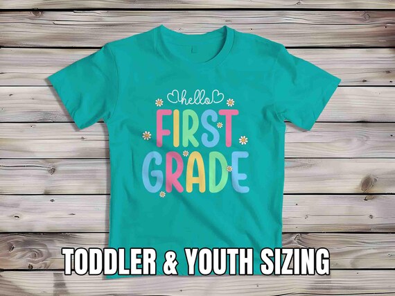 Kids Cute 1st Grade Shirt Back To School TShirt Daisies Flower Daisy T-Shirt Hello First Grade T Shirt Boho Children's School Youth Gift