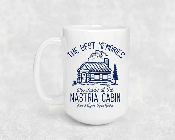 Personalized Cabin Coffee Mug Camping Gift Cup Camper Accessories Custom Forest Camp Memories Hunting Giant Mug 15 oz. 20 oz.