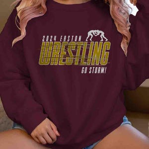 Personalized Wrestling Dad Crewneck Sweatshirt: Custom Team Mascot Gift