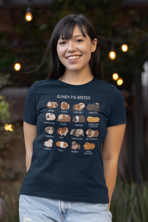 Women's Guinea Pig Breeds Shirt Rodent T Shirt Breeder Kinds  TShirts Types Of Shirt Pet Gift Idea Crested Silkie Angora Ladies