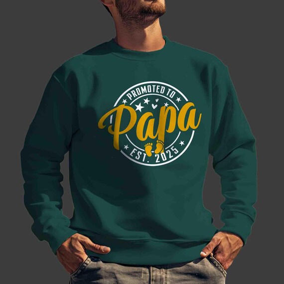 Men's Personalized Grandpa Sweatshirt Father's Day Gift Idea Promoted To Papa Pullover Crewneck Poppy PopPop Custom Baby Announcement Unisex