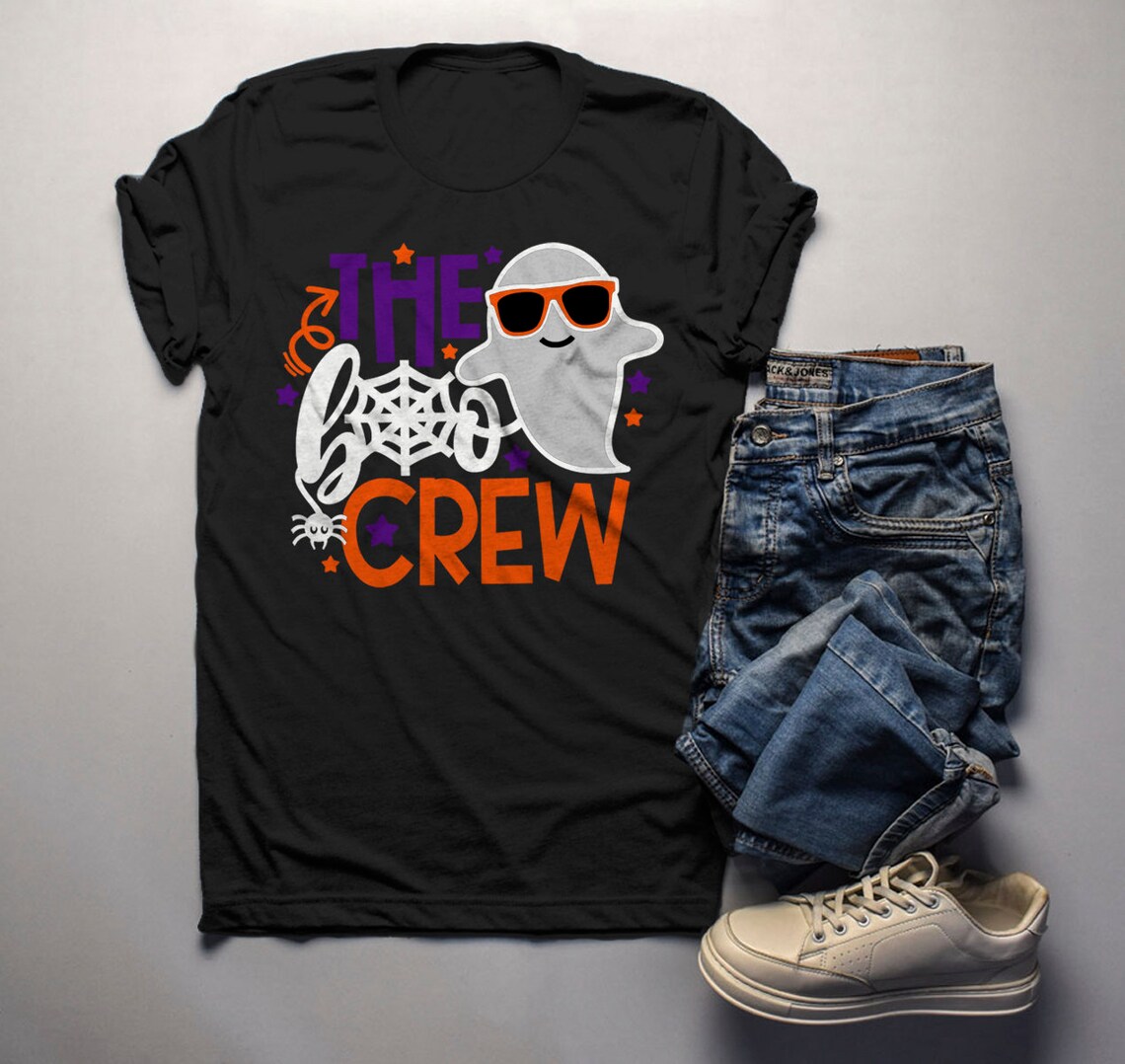 Men's Funny Halloween T Shirt Boo Crew Graphic Tee Etsy