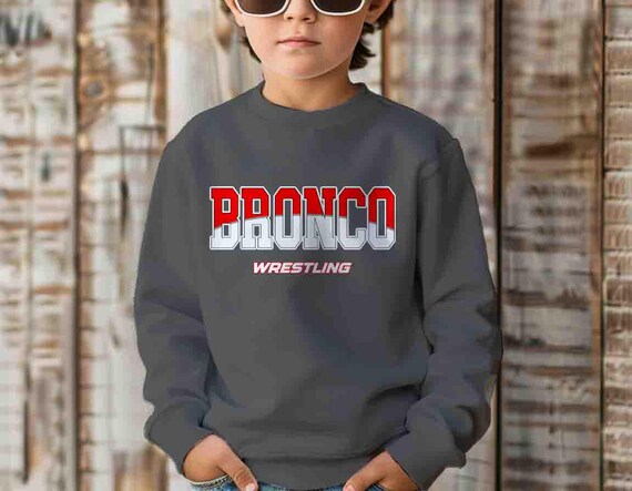 Kids Personalized Wrestling Crewneck Custom Wrestler Athletic Logo Team Sweatshirt Personalized Mascot Customize Unisex Boy's Gift Idea