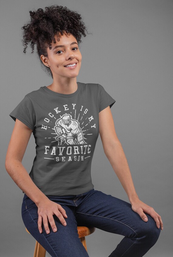 Women's Hockey Shirt Ice Skate T-Shirt Favorite Season Is Hockey Player Gift Novelty Funny Tshirt Graphic Tee Ladies