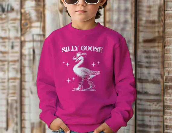 Kids Funny Goose Sweatshirt Silly Goose Crewneck Gift Idea Pullover Graphic Humor Joke Cute Matching Best Friends Serious Unisex For Her