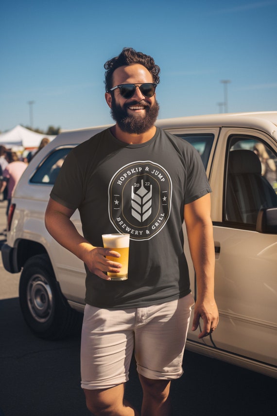 Men's Personalized Brewing T Shirt Beer Bar & Grill Custom Brewery TShirt Wheat Minimal Logo Bar Customizable Unisex Man Woman Gift Idea Tee