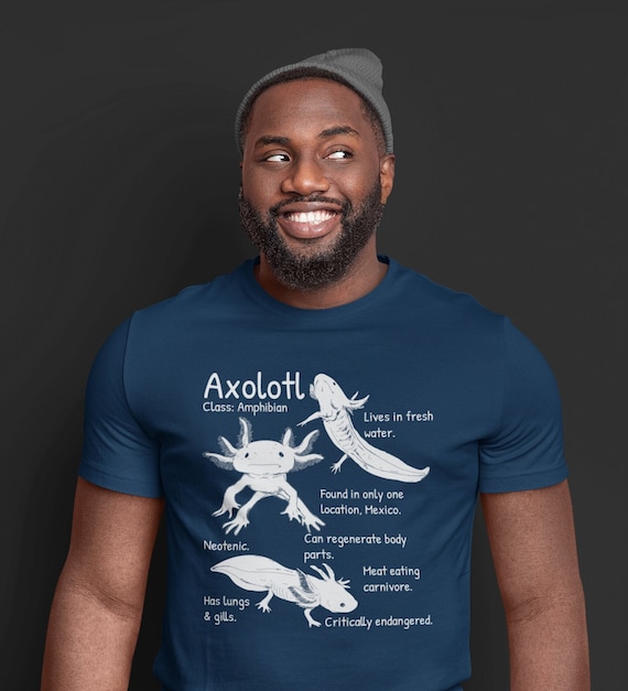 Men's Axolotl Shirt Amphibian T Shirt Facts Species TShirts Types Endangered Animals Illustration Gift Idea Man Unisex