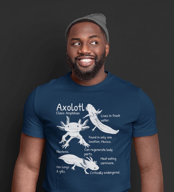 Men's Axolotl Shirt Amphibian T Shirt Facts Species TShirts Types Endangered Animals Illustration Gift Idea Man Unisex