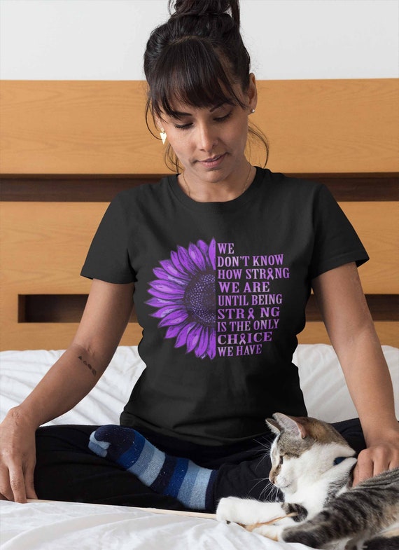 Women's Purple Awareness Shirt Sunflower Shirt Lupus Flower Shirt Fibro Crohn's Awareness Shirts Alzheimer's TShirt