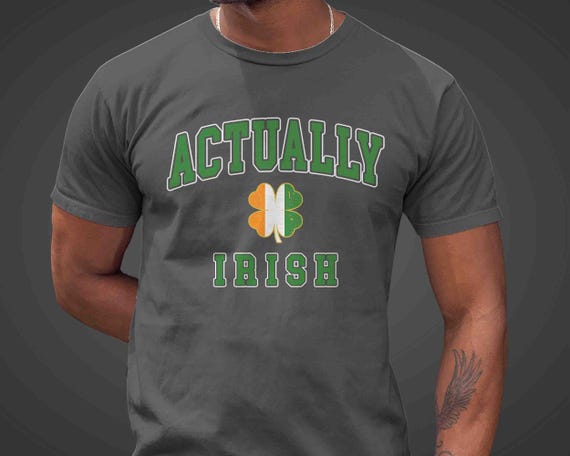 Men's Funny Actually Irish Shirt Ireland Athletic St. Patrick's Day TShirt Green St. Patty's T-Shirt Irish Holiday Vintage Unisex Gift